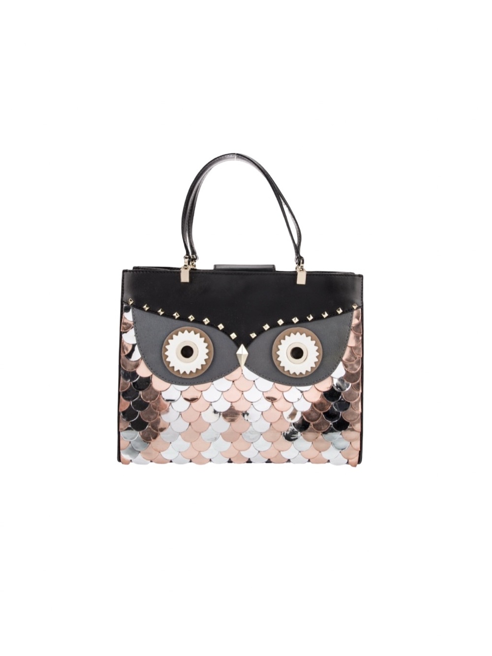 Kate Spade Wise Quinn Metallic Owl Leather Tote Shoulder Bag Ultra Rare